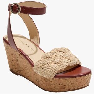 Jack Rogers Women's Brown and Cream Wedge Sandals NWOT